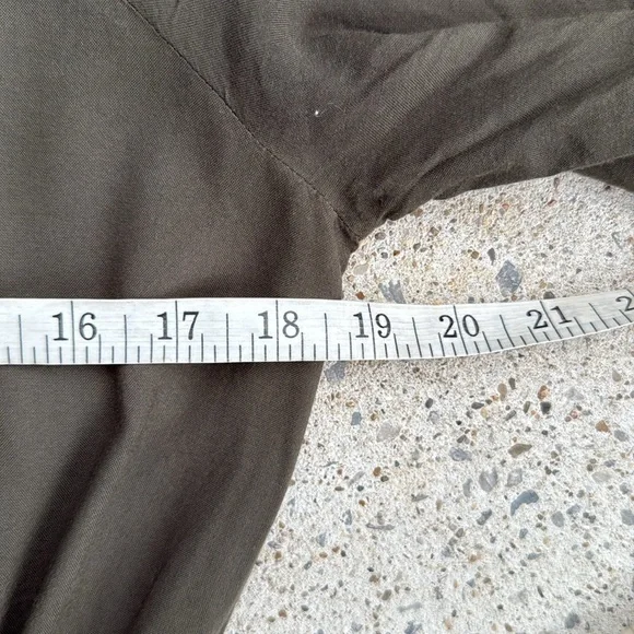 Anthropologie Edme and Esyllte Olive Peasant Boho  Dress W Ribbon Trim Medium - Picture 8 of 12